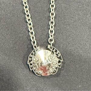 Sabika Silver Filigree Necklace with Crystal Medallion